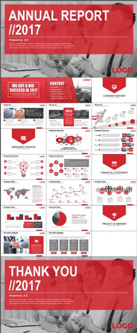 时尚高端动态大气红色商务年终汇报类PPT模板