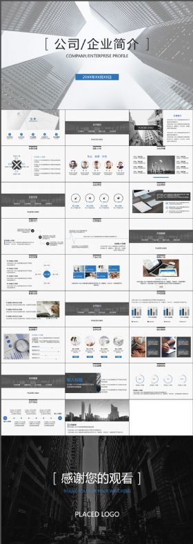 高端简约简洁大气公司简介企业介绍动画PPT模板