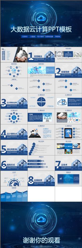 炫酷高端大数据云计算互联网+电子商务蓝色高科技策划书（含视频片头）