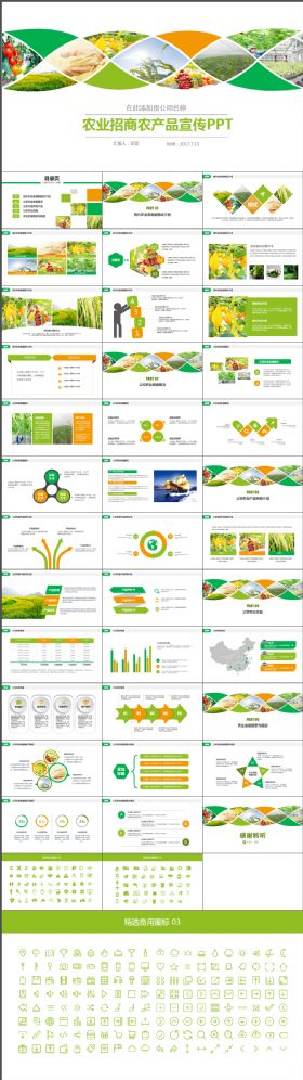 清新清爽健康大气绿色生态农业招商农产品PPT模板
