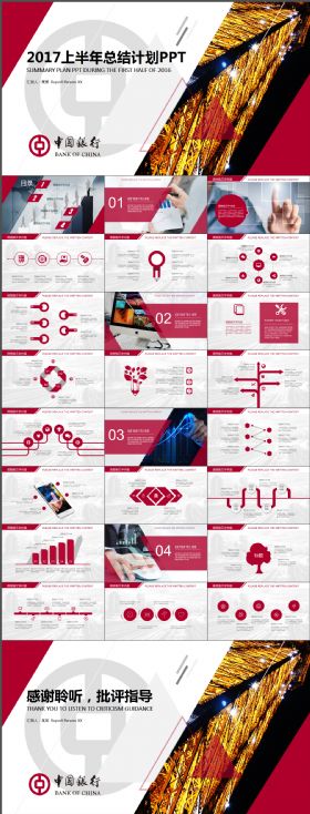 完整框架中国银行央行金融货币述职报告计划颁奖理财红色高端大气PPT