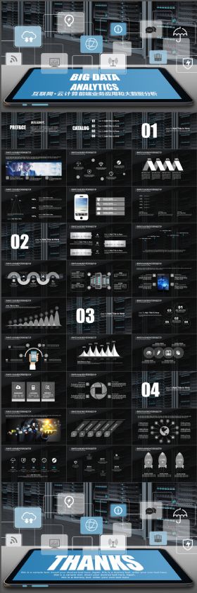 时尚大气科技微商互联网云计算大数据应用PPT设计