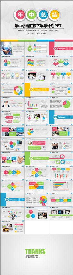 严谨简约大气半年总结ppt模板年中工作总结汇报下半年计划PPT模板