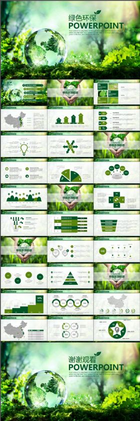 清爽清新绿色环保地球工作汇报工作总结完整版精品PPT模板