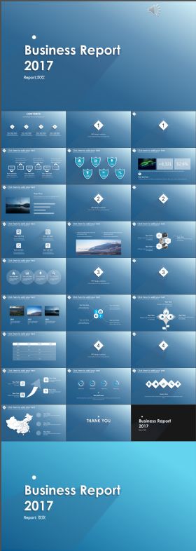简约精致蓝色立体透彻简洁实用商务汇报模板