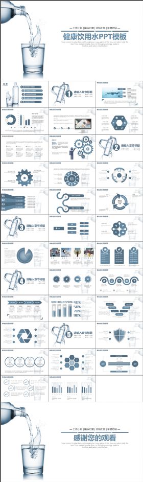 唯美创意健康饮用水爱护水资源公益广告精致ppt