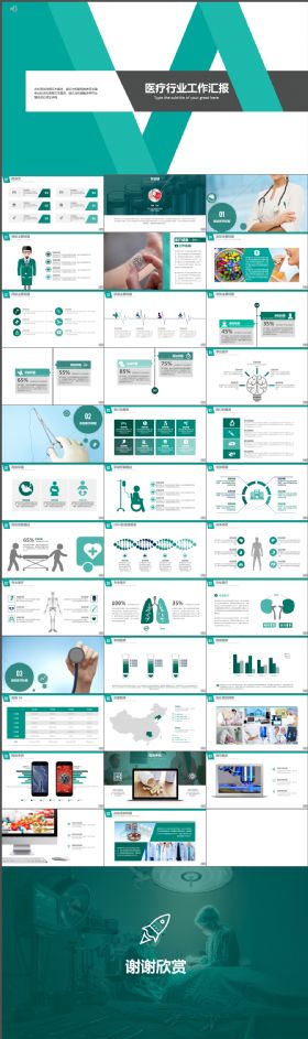 简约简洁大气医药医疗行业工作汇报ppt模板