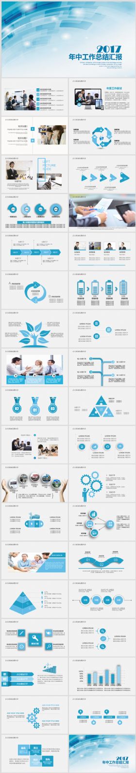 年中工作总结汇报2017工作计划商务企业电商互联网金融通用PPT