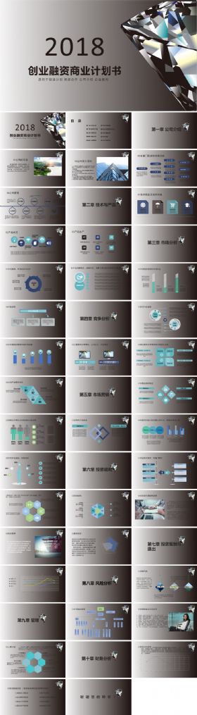 钻石大气商业创业融资计划书PPT模板