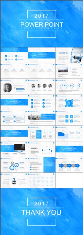 时尚简约蓝色水彩范高端大气融资策划模版PPT模板