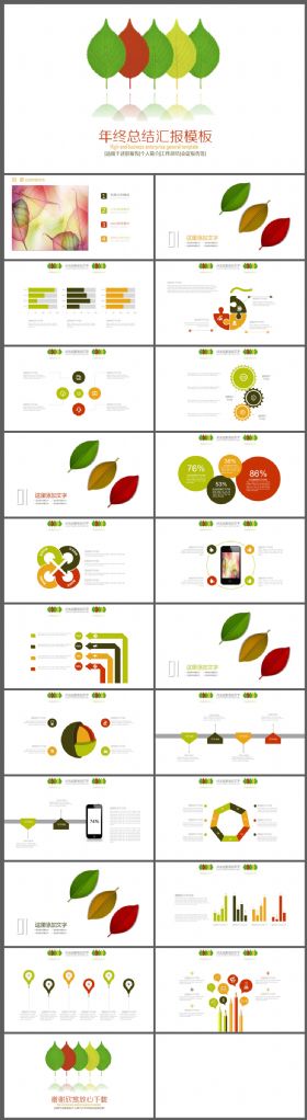 清雅简约树叶工作汇报总结PPT模板