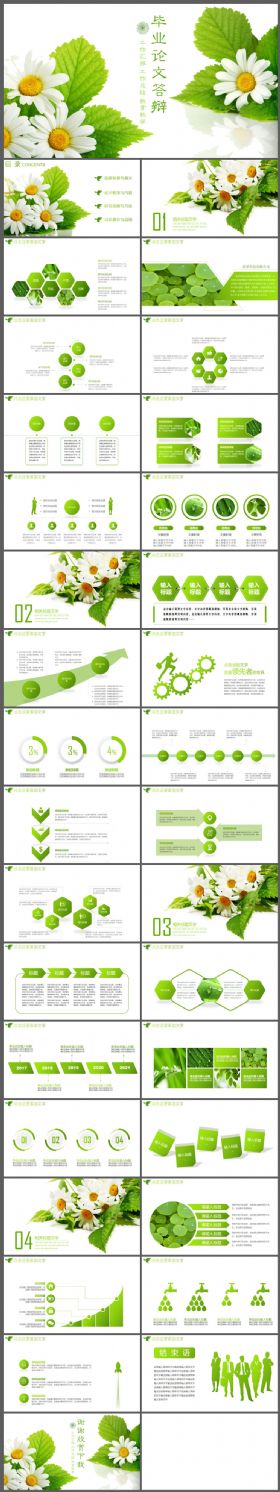 绿色清雅毕业论文答辩PPT模板