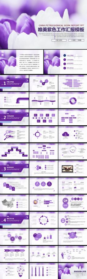 2017年唯美紫色商务工作汇报PPT模板