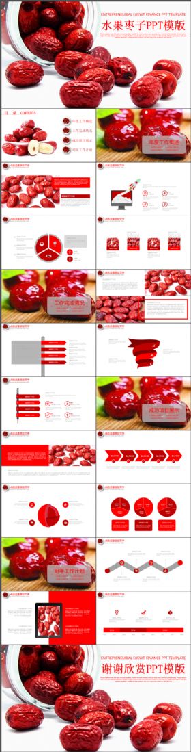红枣农产品水果介绍总结计划PPT模板