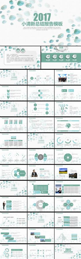 2017年绿色小清新商务工作总结计划PPT模板