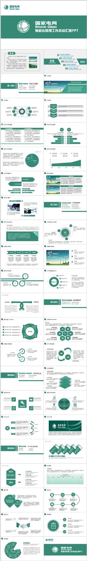 框架完整国家电网电力公司智能化管理工作总结汇报2017工作计划PPT模板