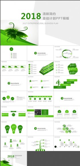 清新时尚简约通用总结计划ppt模板