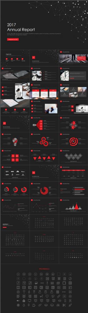 商务高端大气红黑精致点线科技感PPT模板