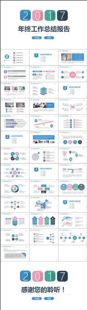 清新简约2018年终工作总结PPT模板