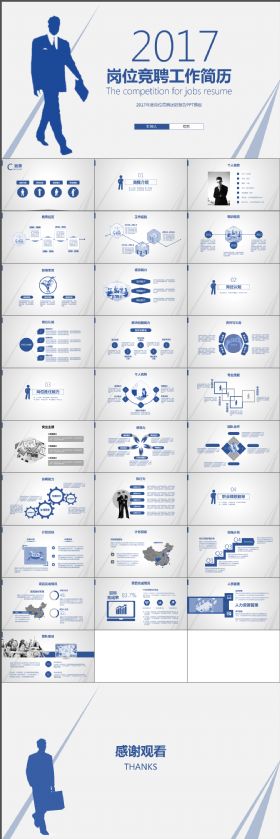 极简蓝灰商务2018岗位竞聘述职报告PPT模板