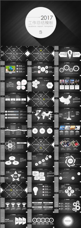 黑白商务风年中总结工作汇报ppt模板