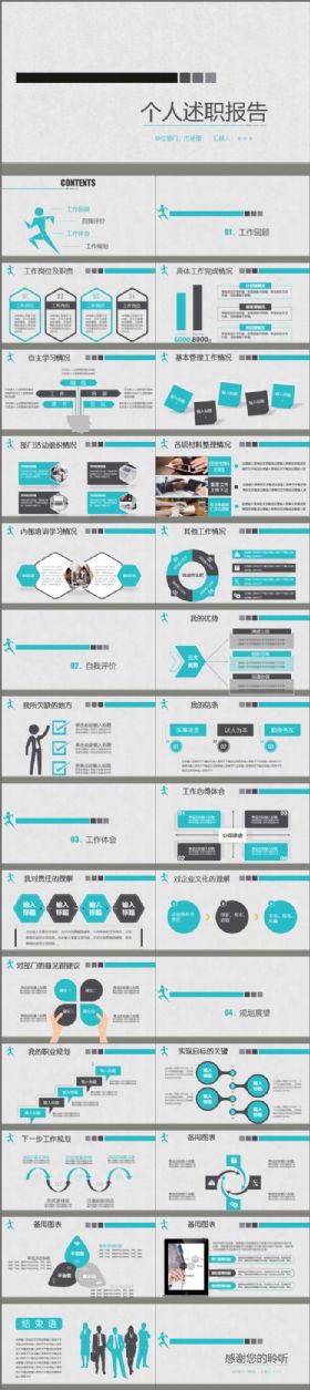 稳重简约个人工作述职报告总结PPT