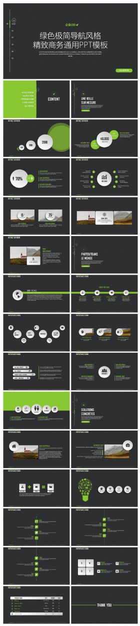 绿色极简商务通用PPT模板