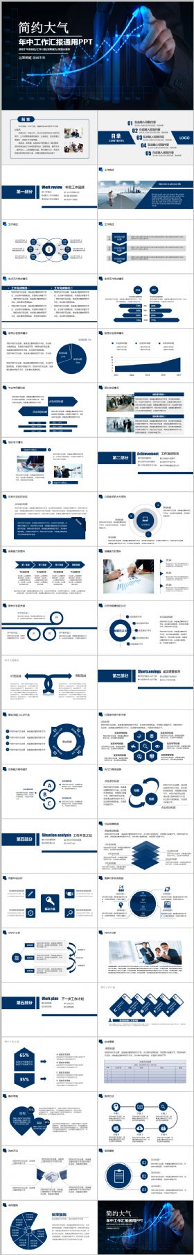 蓝色大气简约年中工作计划总结汇报2017工作计划员工入职培训PPT