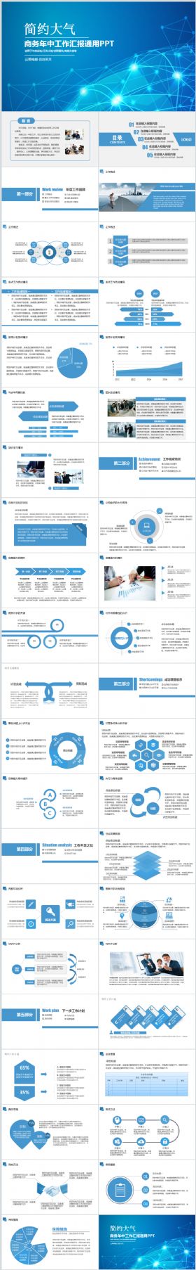 蓝色简约年中工作计划总结汇报2017工作计划员工培训PPT