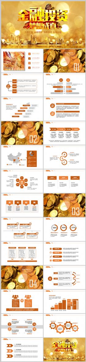 金色金融投资理财融资计划书PPT模板