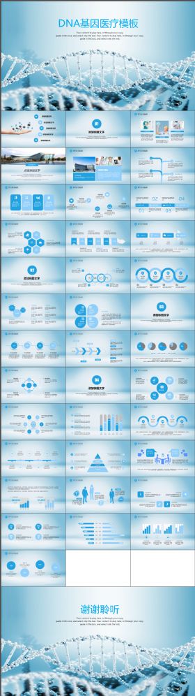 简约简洁DNA基因医疗PPT模板