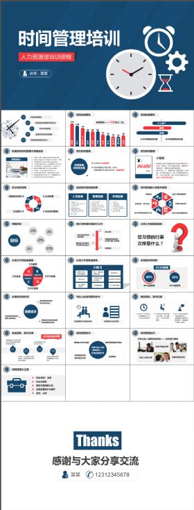 简约实用人力资源企业培训时间管理技巧PPT模板