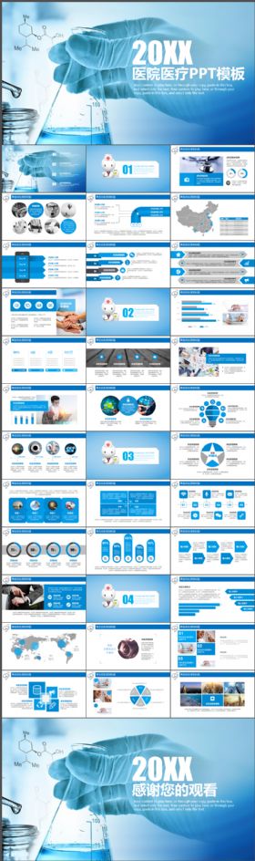 蓝色医学行业医疗医药工作总结汇报动态PPT模板