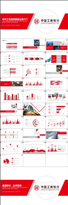 中国工商银行数据分析报告金融货币述职红色高端大气PPT