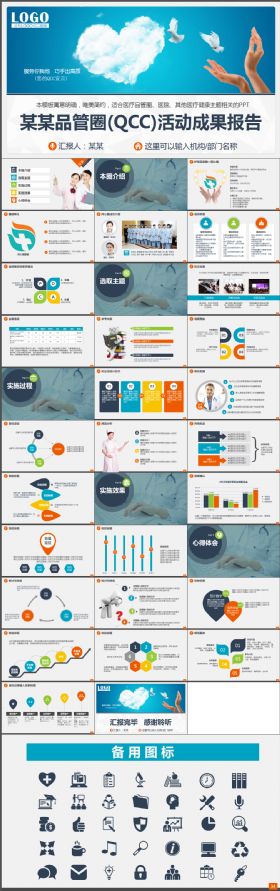 （真实案例）医疗卫生品管圈QCC医院医生护士简约简洁PPT