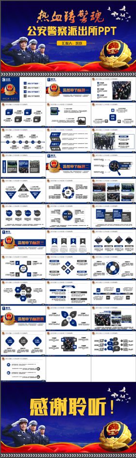 【热血铸警魂】警察公安派出所民警热血大气PPT