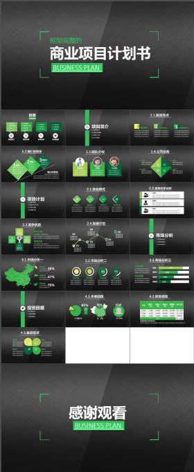 项目融资计划书精致大气实用完整专业PPT模版 创业 BP