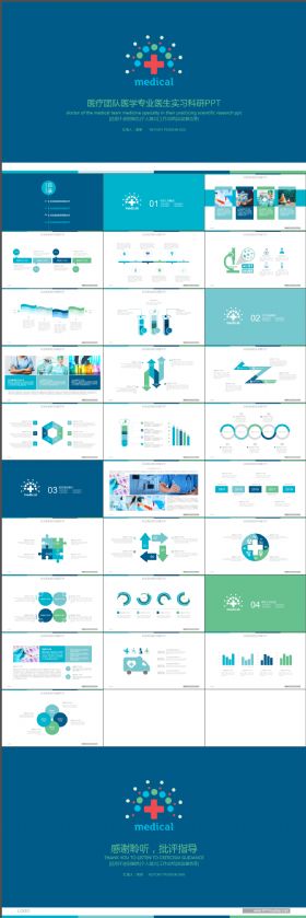 医疗团队合作医学专业卫生服务健康医生实习科研简约简洁PPT