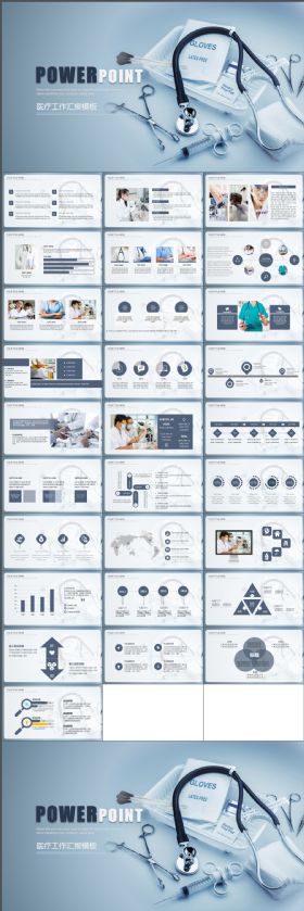 专业医疗行业医生护士工作报告简约简洁大气ppt模板
