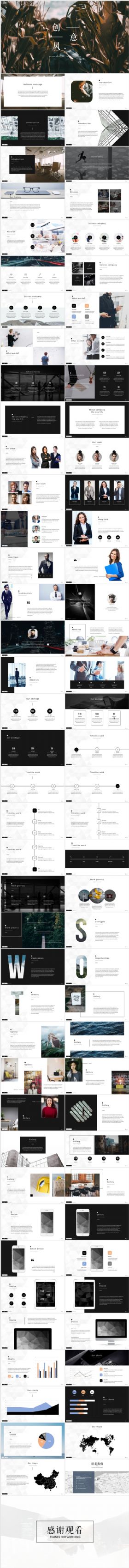 创意风格企业宣传总结商务PPT模板