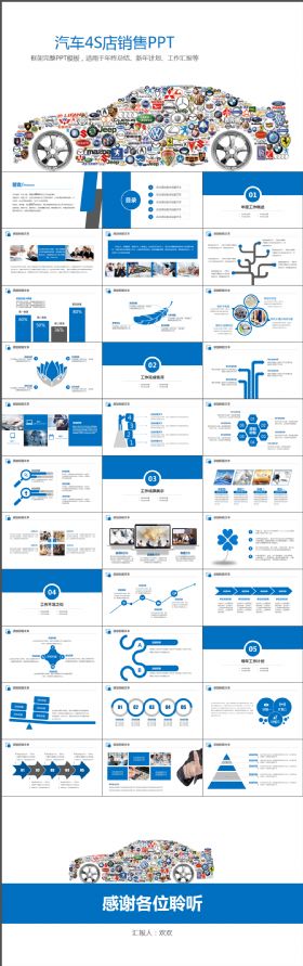汽车4S店时尚精致白底简约通用ppt模板