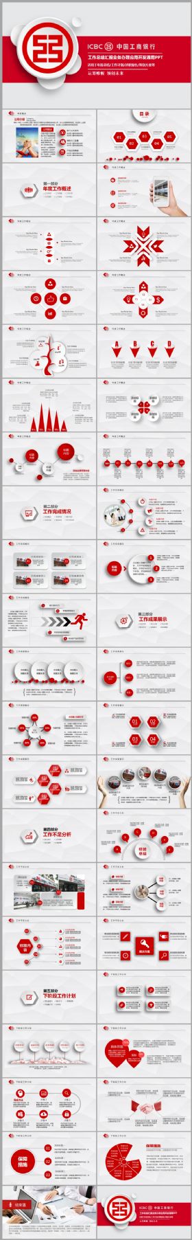 高端简约中国工商银行工行工作总结汇报述职通用PPT