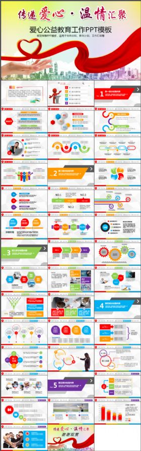 传递爱心公益教育捐助成果会议工作PPT模板