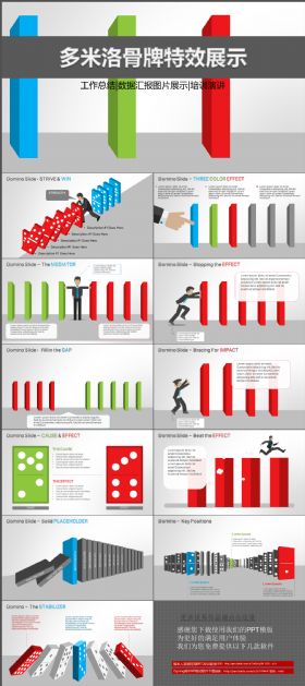 多米洛骨牌连锁反应特效工作总结演示PPT模版