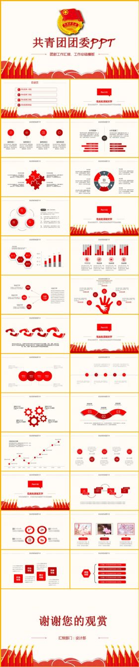 共青团团委团部工作汇报工作总结PPT模板