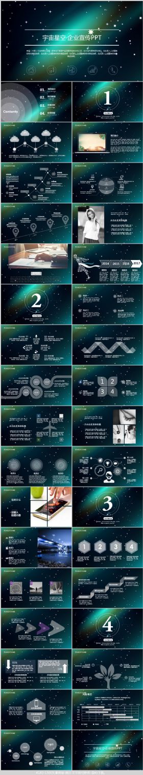 浩瀚星空简约通用PPT模板