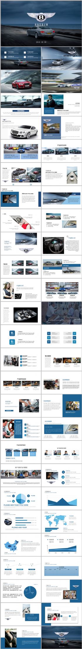 高端时尚宾利汽车行业营销策划推广计划总结汇报PPT模板