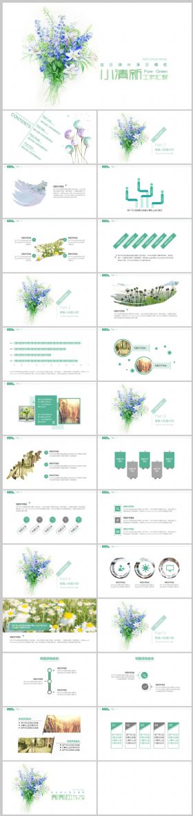 手绘花儿小清新工作汇报PPT模板