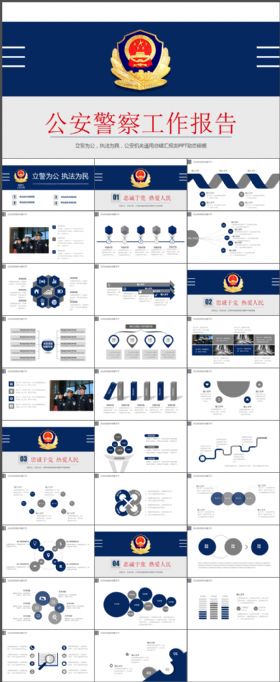 稳重大气公安警察派出所警务室执法部门工作总结PPT模板