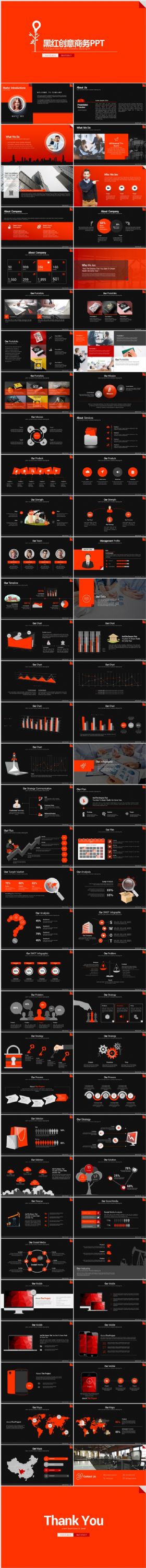 黑红创意企业介绍计划总结商务PPT模板